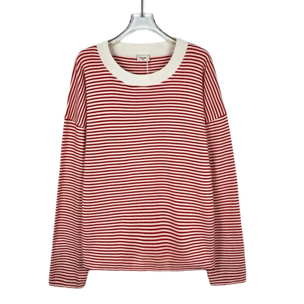 CW0159 Celine Colorblock Striped Cotton Crewneck Long Sleeve Sweatshirt Size L S